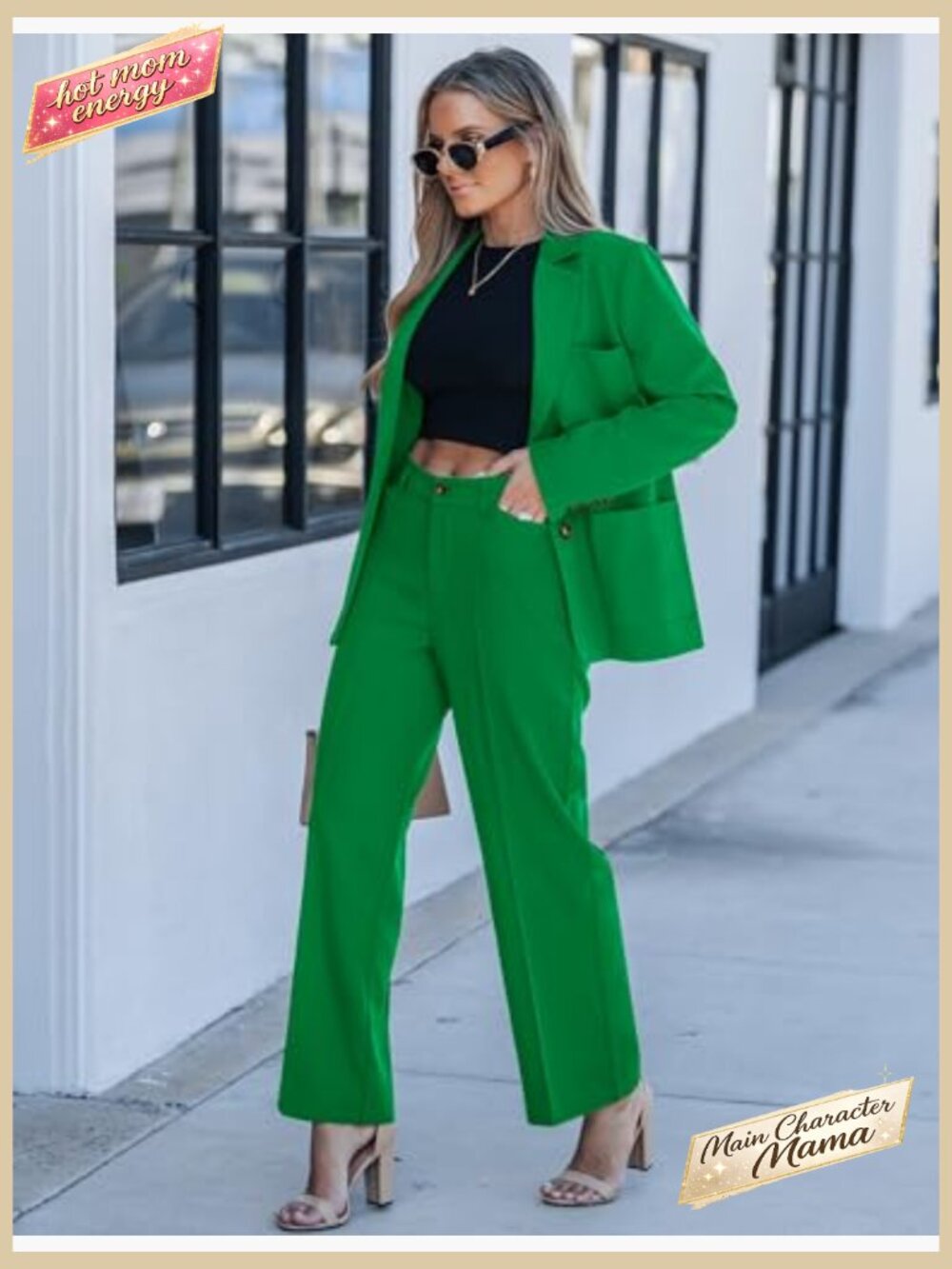 Pantsuit 2 Piece Set Blazer and Wide Leg Pants Business Professional Work - Picture 2 of 7